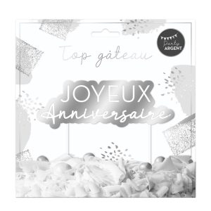 TOP GATEAU ANNIVERSAIRE ARGENT