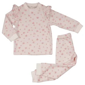 TAMAR | Girls Pink Velour Rosa Print 2-Piece Loungewear Set