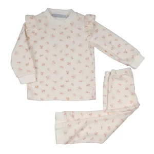 TAMAR | Girls Pink Velour Belly Pink Print 2-Piece Loungewear Set