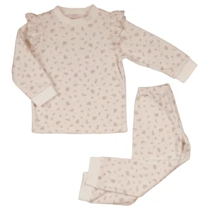 TAMAR | Girls Pink Velour Floral Print 2-Piece Loungewear Set