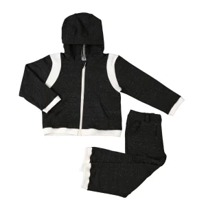 ADAO | Boys Black & White Cotton Tracksuit Set