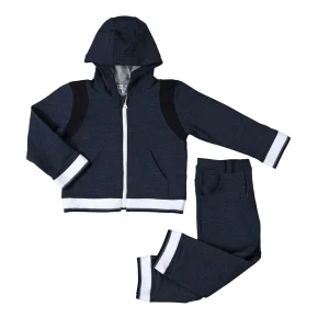 ADAO | Boys Navy Blue Cotton Tracksuit Set