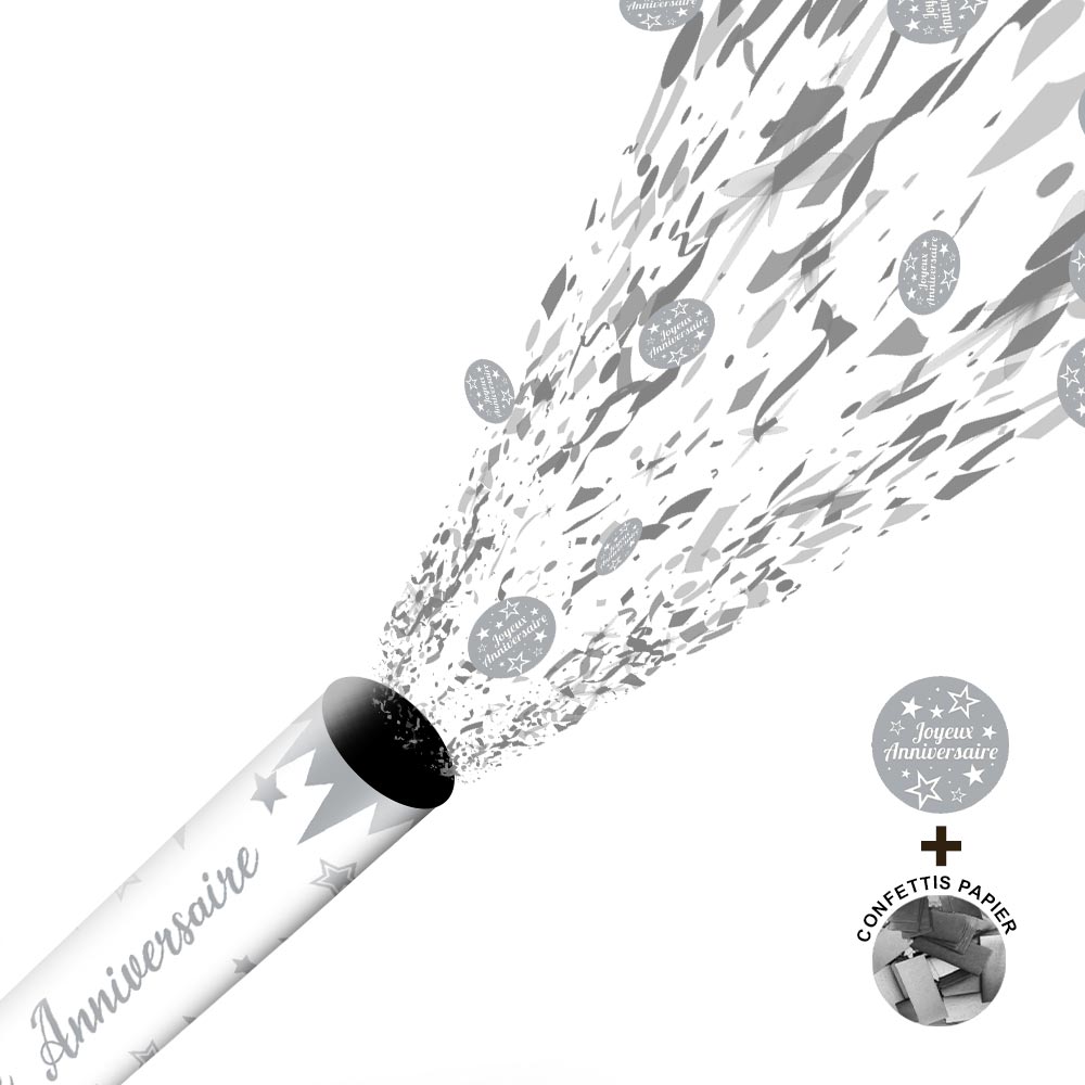 CANON CONFETTIS ANNIVERSAIRE ARGENT – Image 3