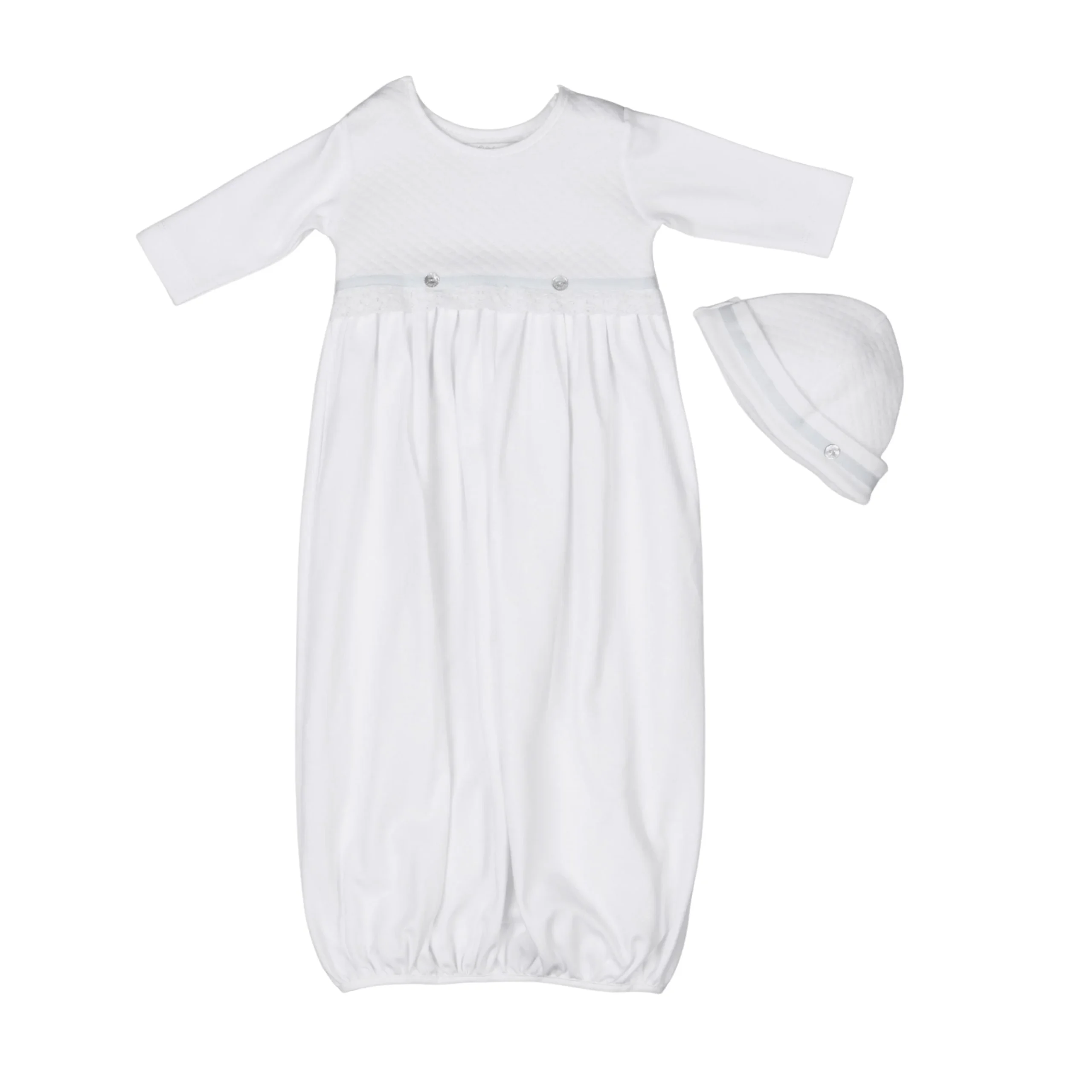 ANDREA| Baby White Quilted Cotton Gown Set (2) – Image 2