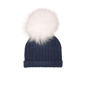 Boys Navy Blue Knitted Pom-Pom Hat | Made in France