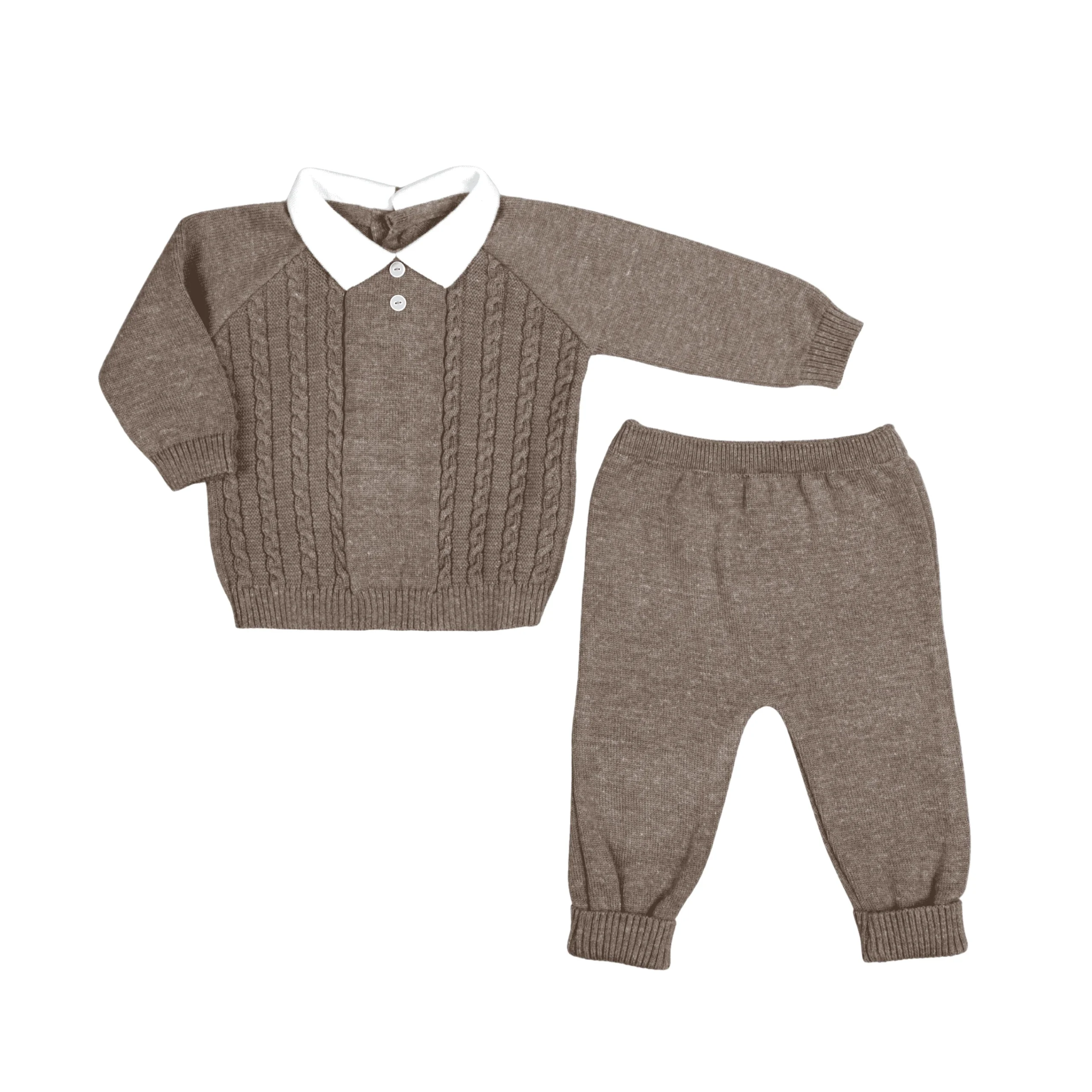 BAYRON | Baby Boys Brown Knitted Trouser Set – Image 2