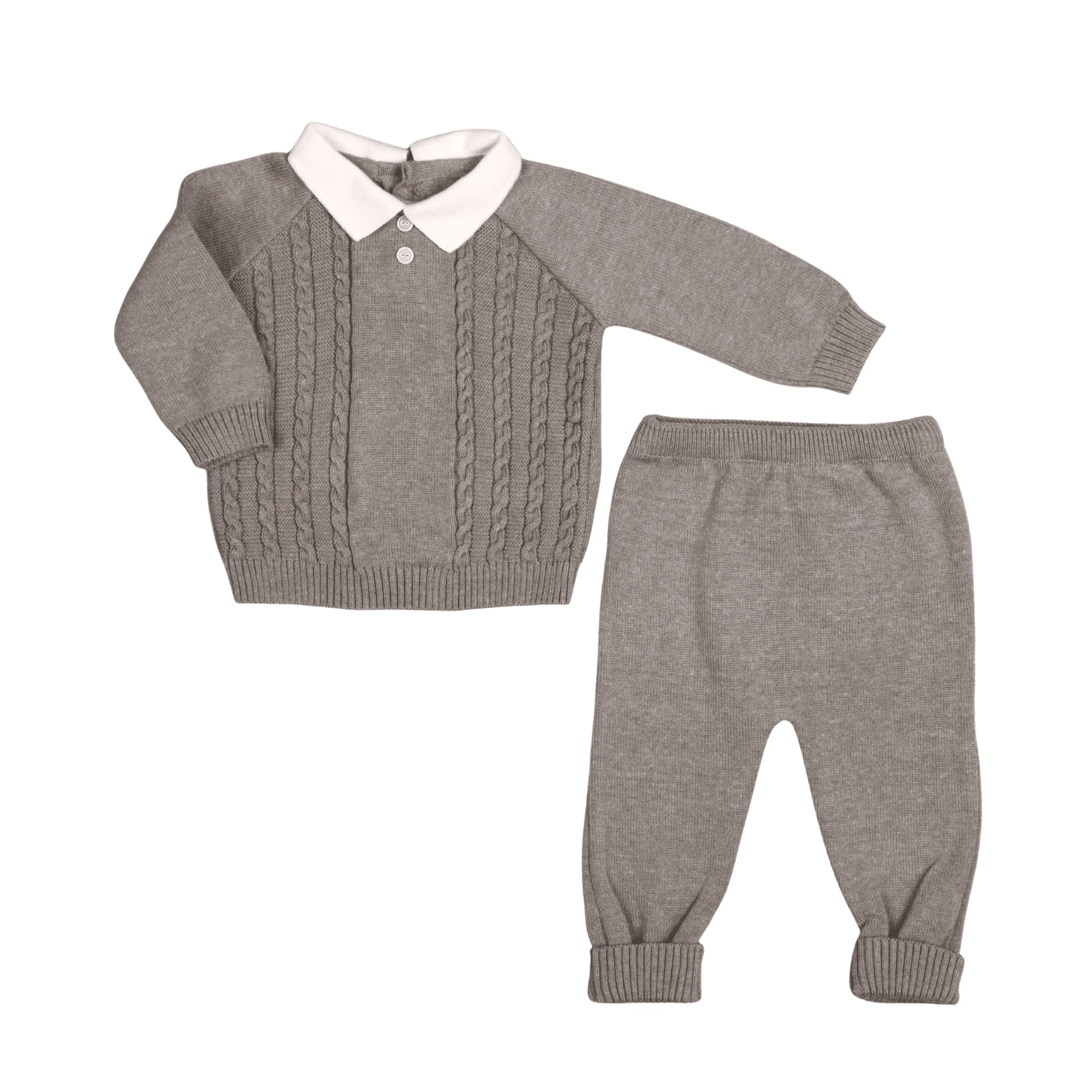 BAYRON | Baby Boys Grey Knitted Trouser Set – Image 2