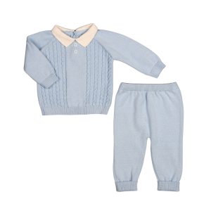 BAYRON | Baby Boys Blue Knitted Trouser Set