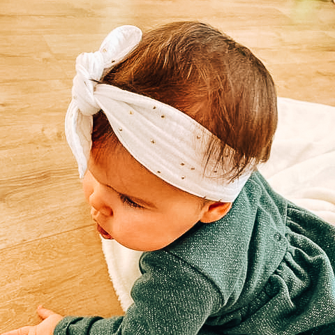 Bandeau Bébé Gaze de Coton à nouer | modèle Prairie – Image 7