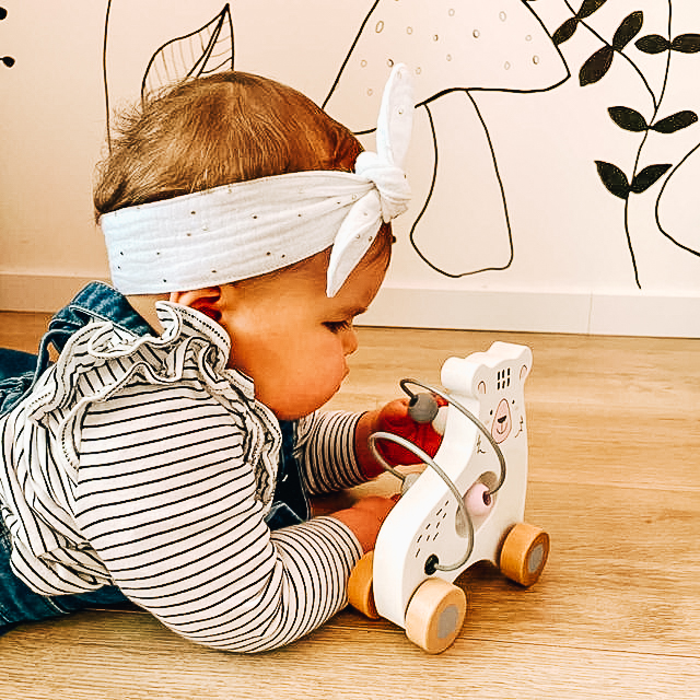 Bandeau Bébé Gaze de Coton à nouer | modèle Prairie – Image 3