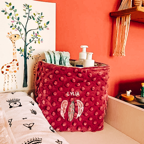 Panier de rangement bébé Personnalisé – Modèle Minkee à pois – Image 8