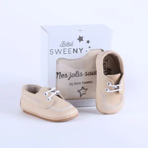 Boys Beige Leather Pre-Walker Shoes