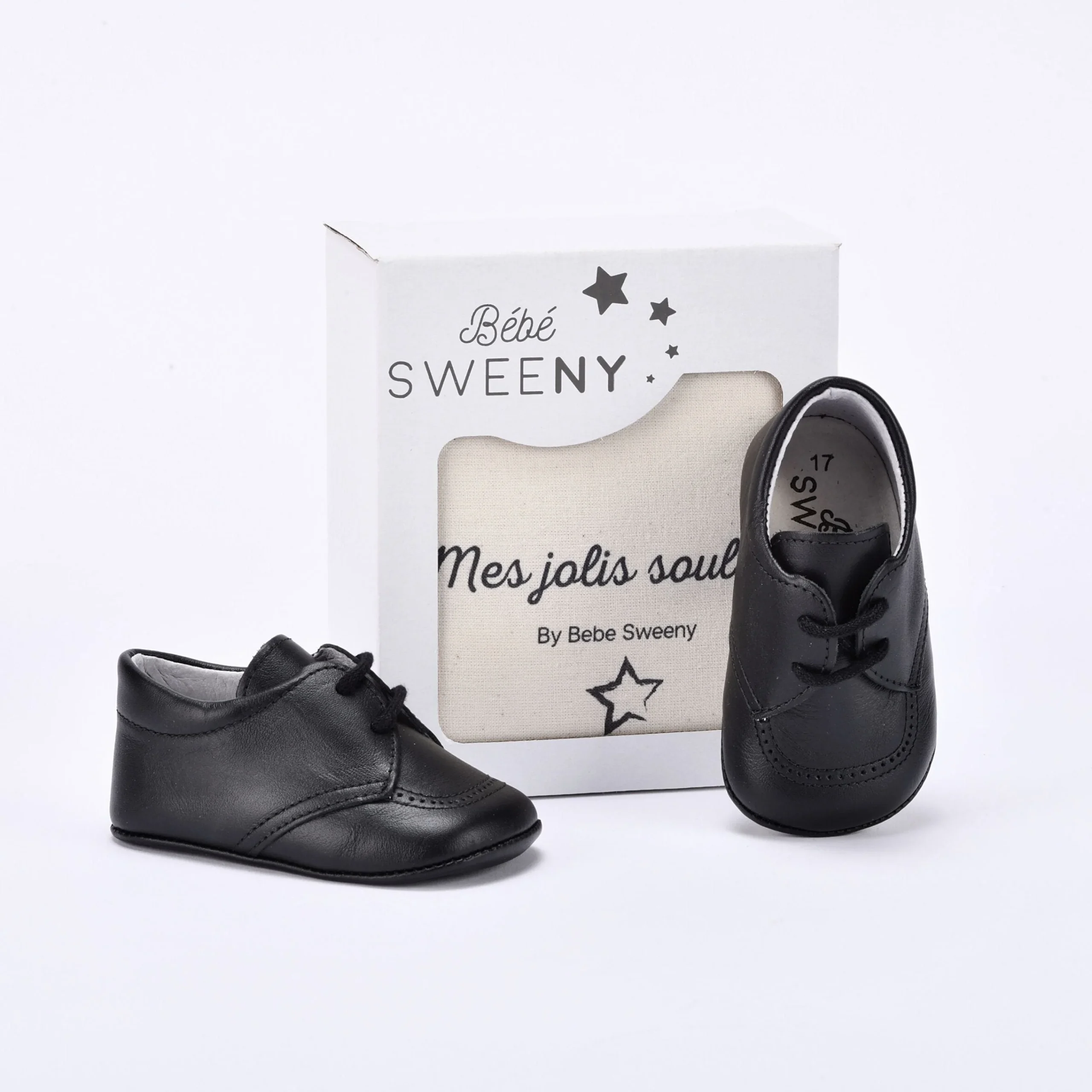 Boys Black Leather Pre-Walker Lace Shoes – Image 2