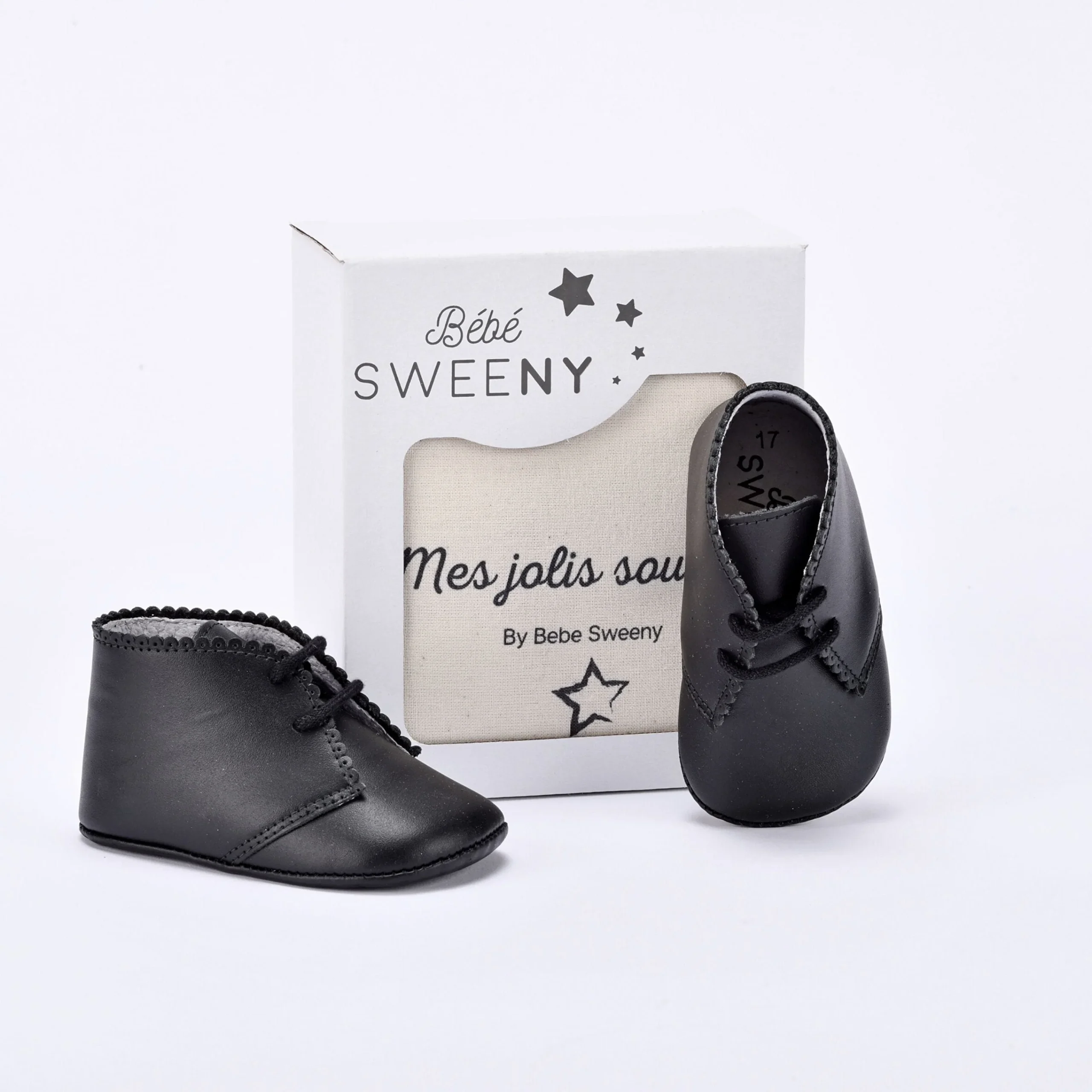 Boys Black Leather Pre-Walker Lace Shoes – Image 2