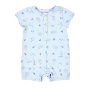 Boys Blue Cotton Print Shortie