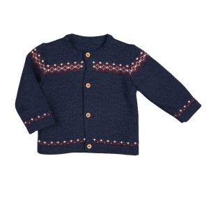 BRENT | Baby Navy Blue Wool Blend Knitted Cardigan