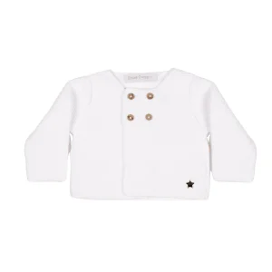 Baby White Organic Cotton Knit Cardigan