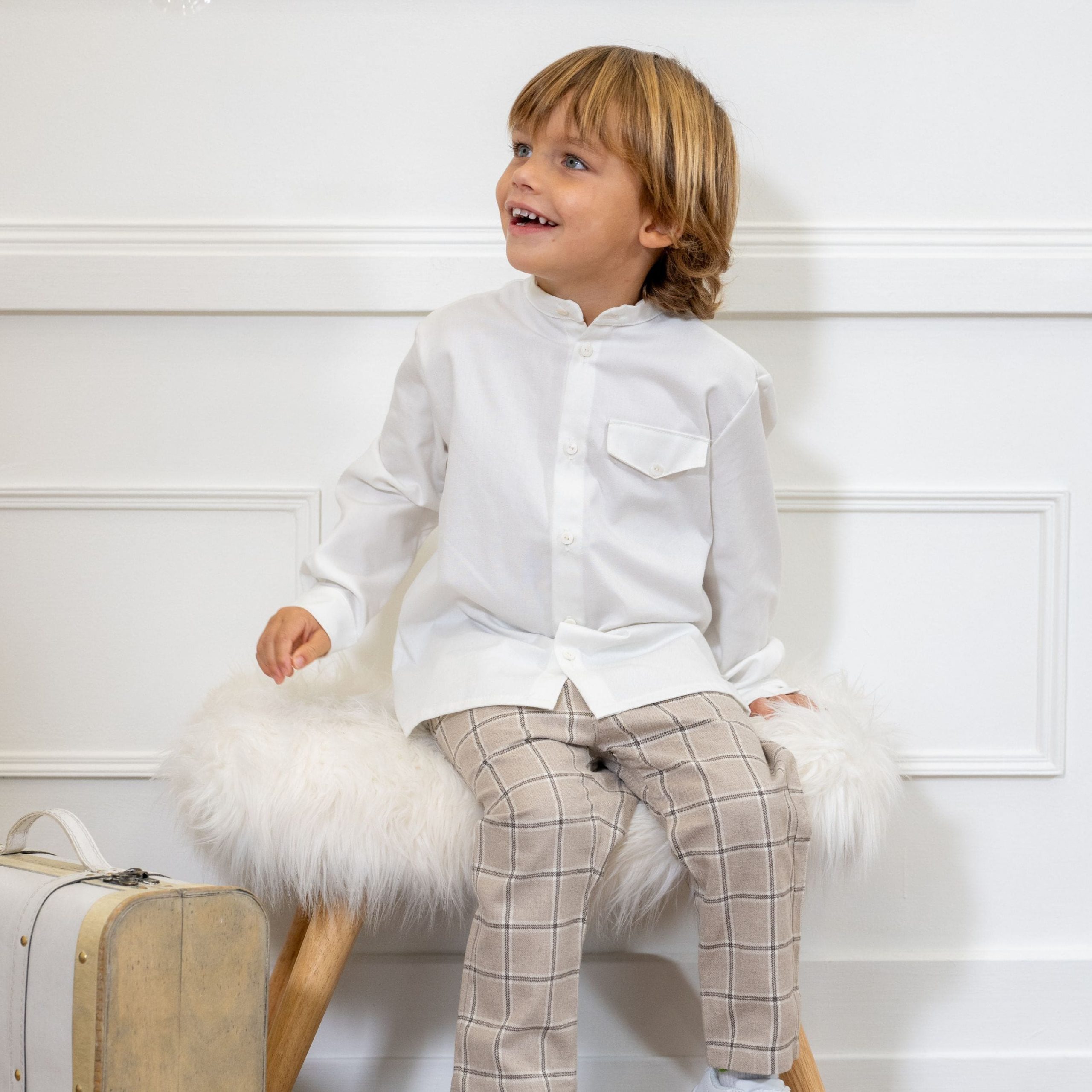 ETON | Boys Ivory Collarless Cotton Shirt – Image 3
