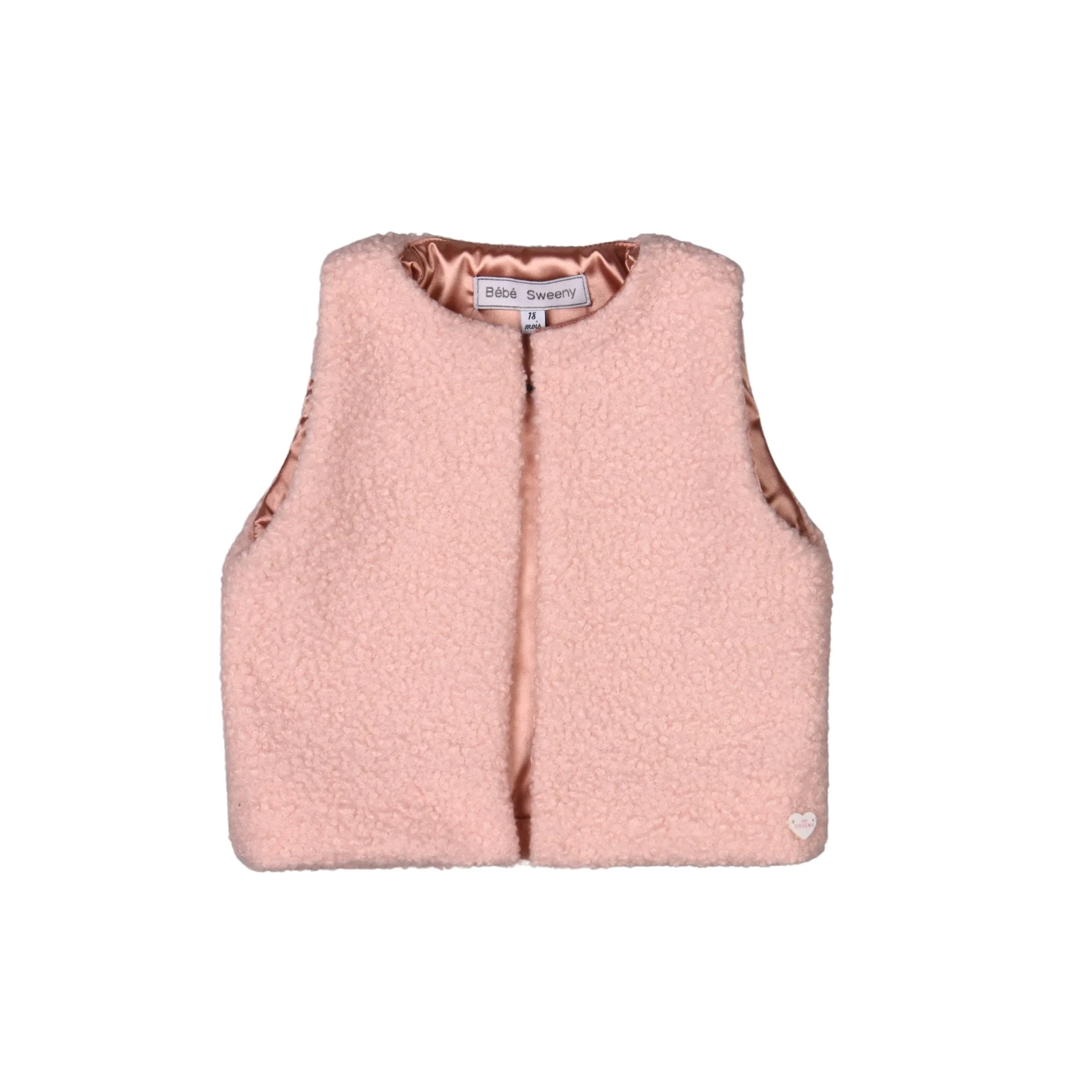 GLADYS | Girls Pale Pink Bouclé Gilet – Image 2