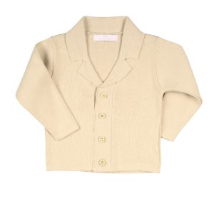 IGAL | Boys Beige Cotton Knit Collared Cardigan