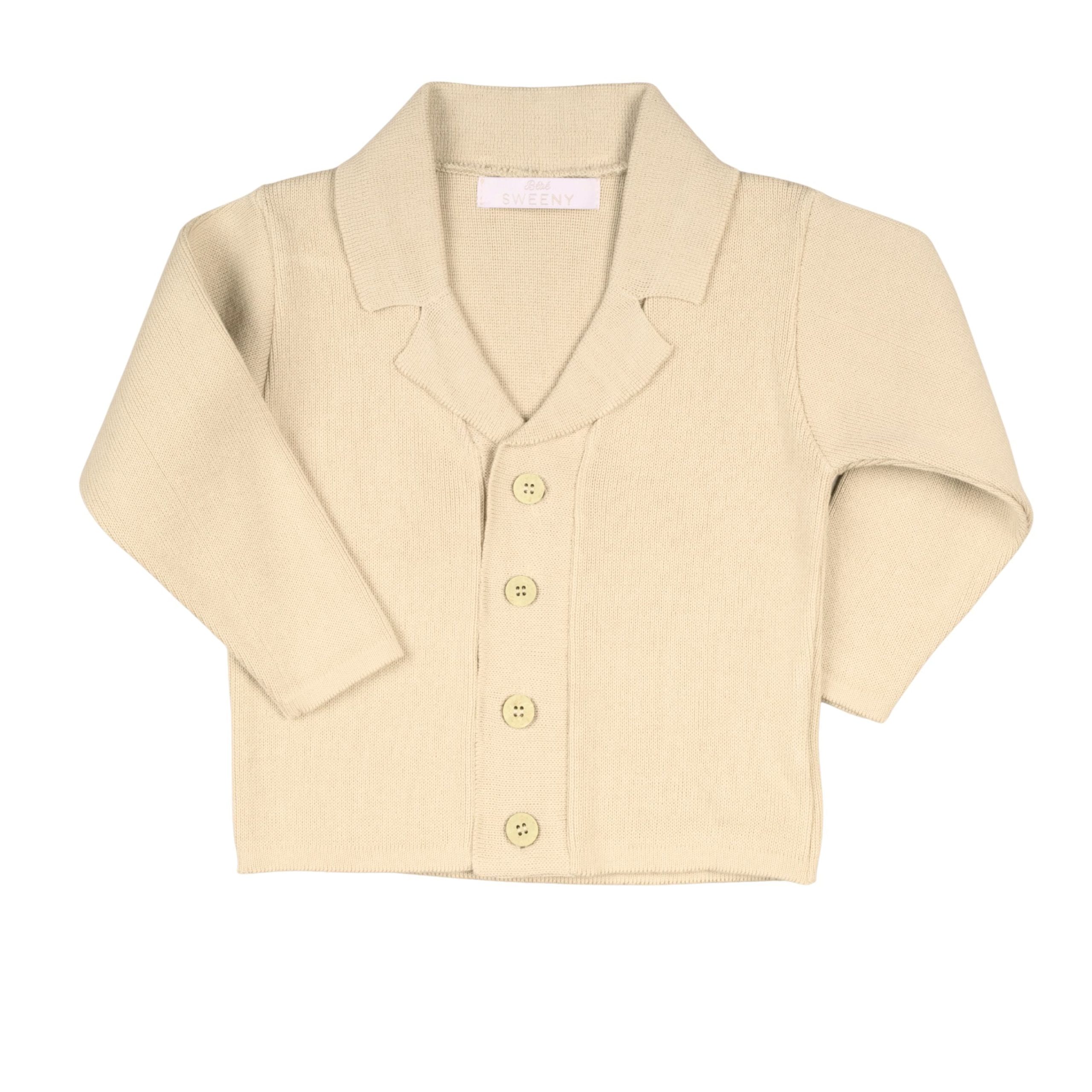 IGAL | Boys Beige Cotton Knit Collared Cardigan