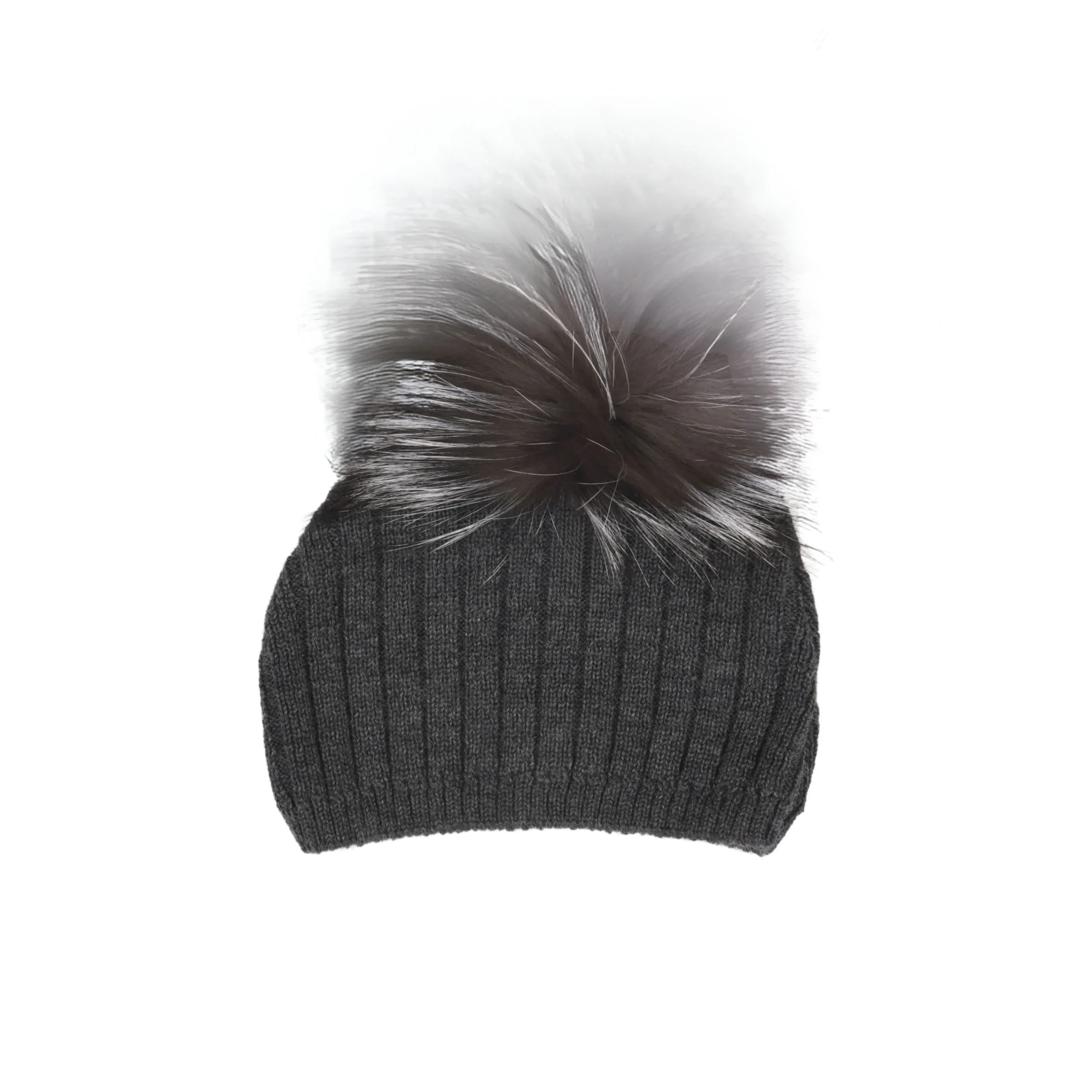 Boys Grey Knitted Pom-Pom Hat | Made in France – Image 2