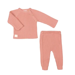 Girls Terracotta Wool Knit Trouser Set | Made in France
