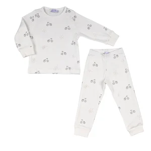 LEHANE | Boys Ivory Ribbed Cotton Vintage Bike Two-Piece Set