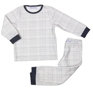 LEHANE | Boys Blue & Grey Check Print Velour Two-piece Set