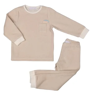 LINO | Beige Embossed Velour Two-Piece Set