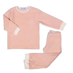 LINO | Girls Pink Embossed Velour Two-piece Set