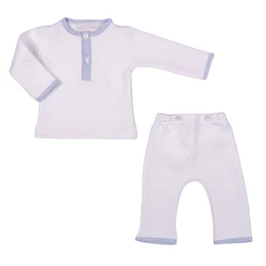 LITTLE STARS | Boys White Quilted Cotton Pants Set