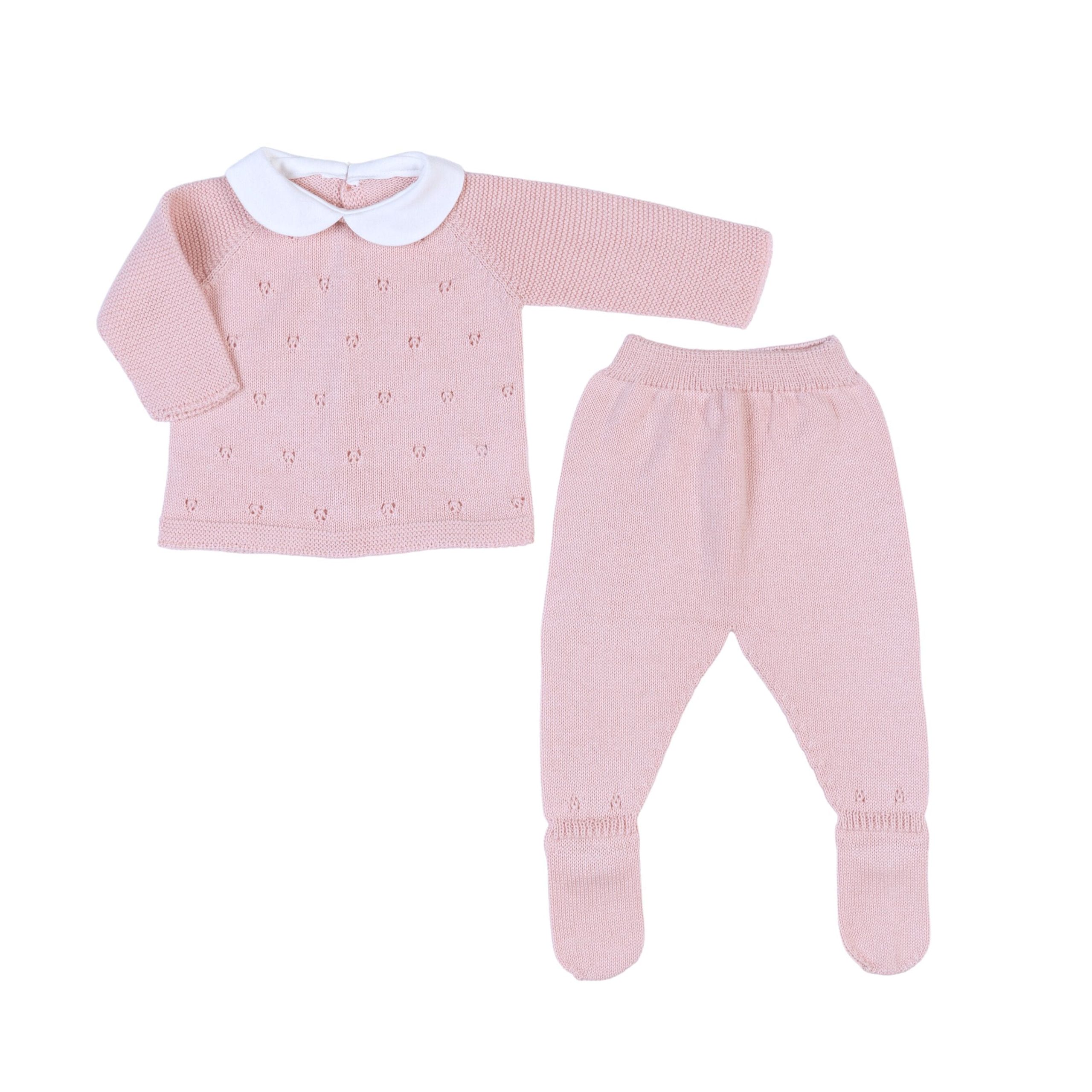 MILOU | Girls Pink Cotton Knit 2 Piece All-in-One Set – Image 2
