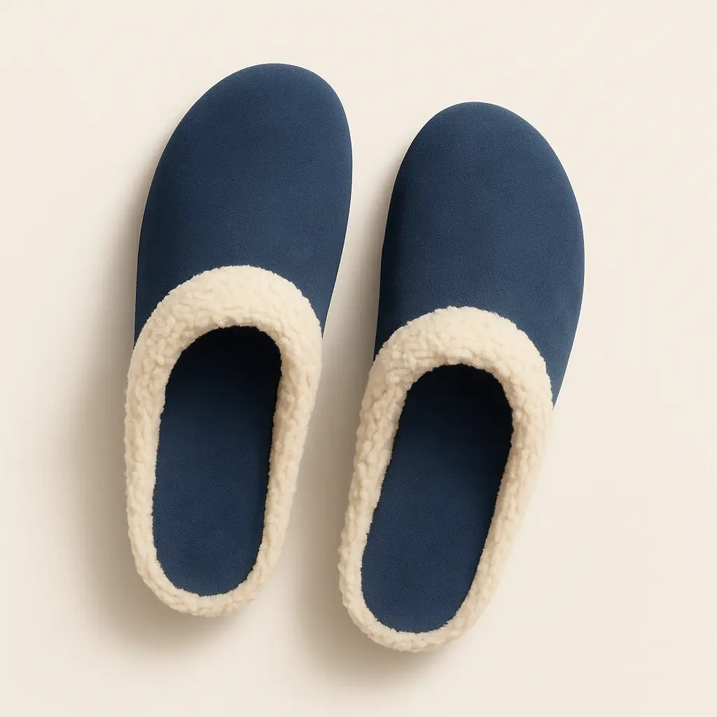 Pantoufle en cuir fourrée Couleur Bleue – Image 2
