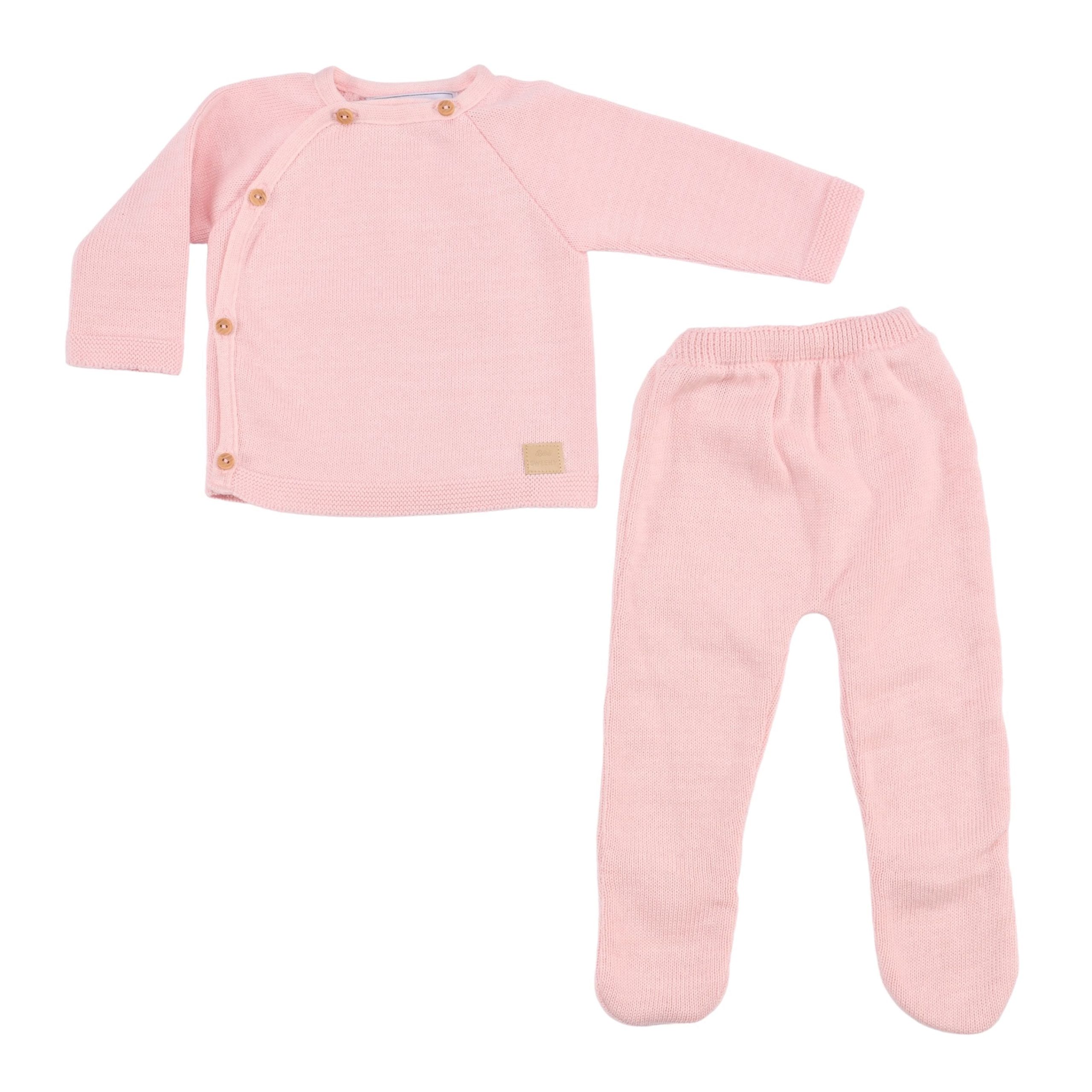 PETIT SWEENY | Girls Pink Organic Cotton Knit Set (2)