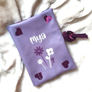 Protège Carnet Santé simili cuir personnalisé Fleurs pour Fille