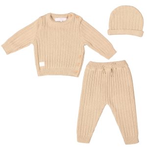 REMY | Beige Ribbed Knit Leggings Set (3)