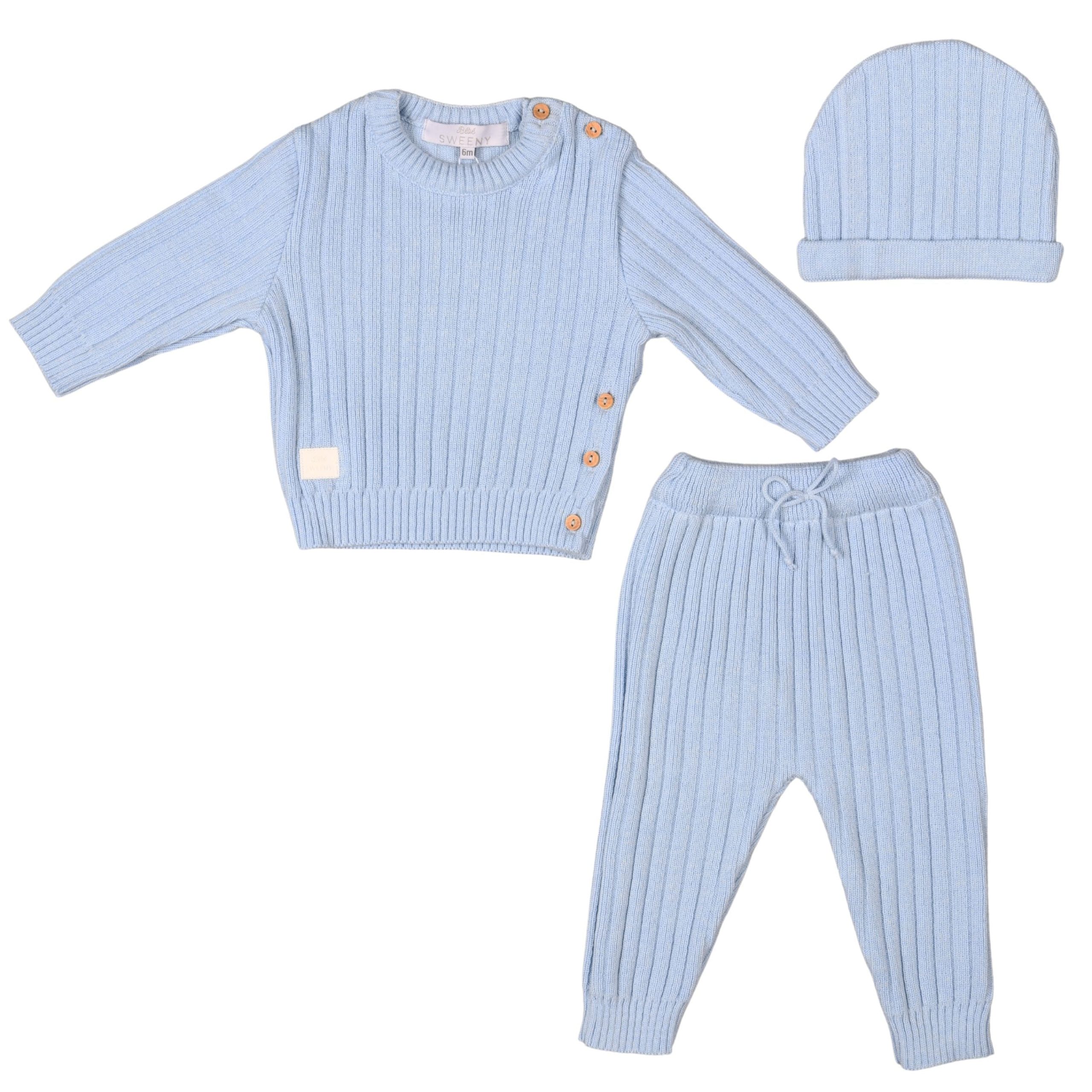 REMY | Blue Ribbed Knit Leggings Set (3) – Image 2