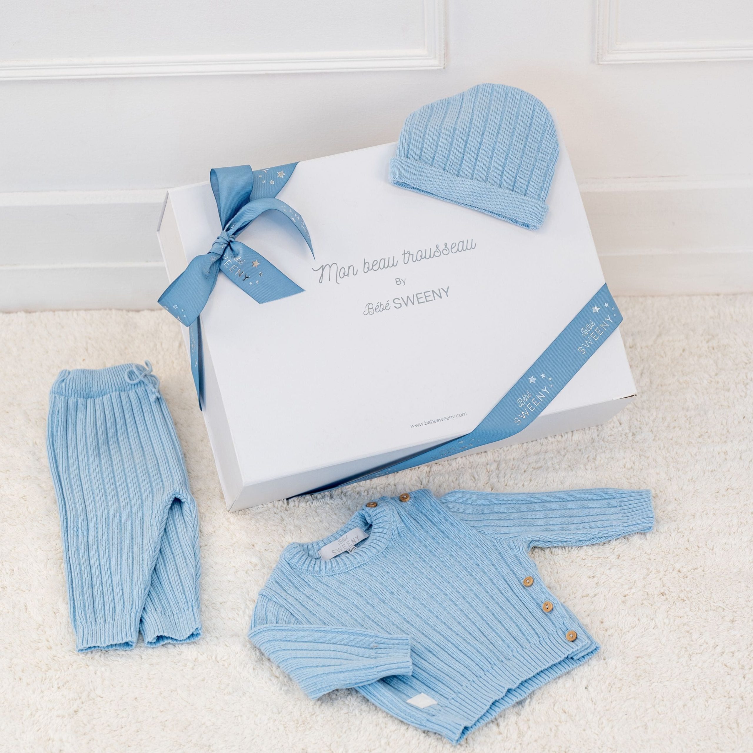 REMY | Blue Ribbed Knit Leggings Set (3) – Image 3