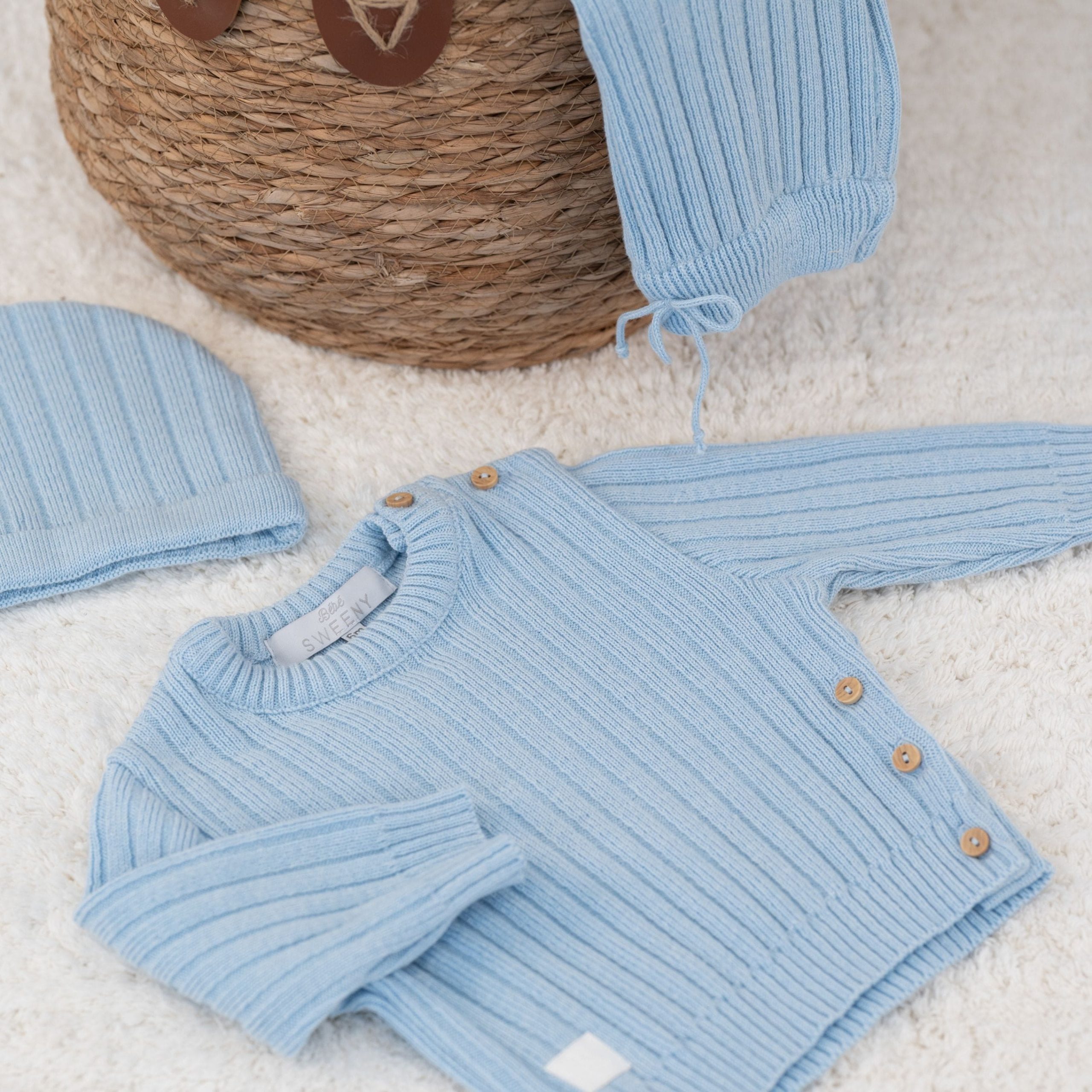 REMY | Blue Ribbed Knit Leggings Set (3) – Image 4