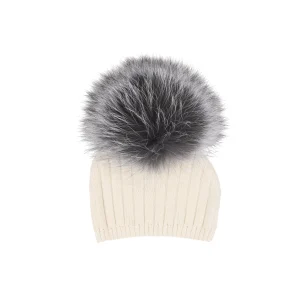 Baby Cream Knitted Pom-Pom Hat | Made in France