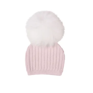 Girls Lilac Knitted Pom-Pom Hat | Made in France