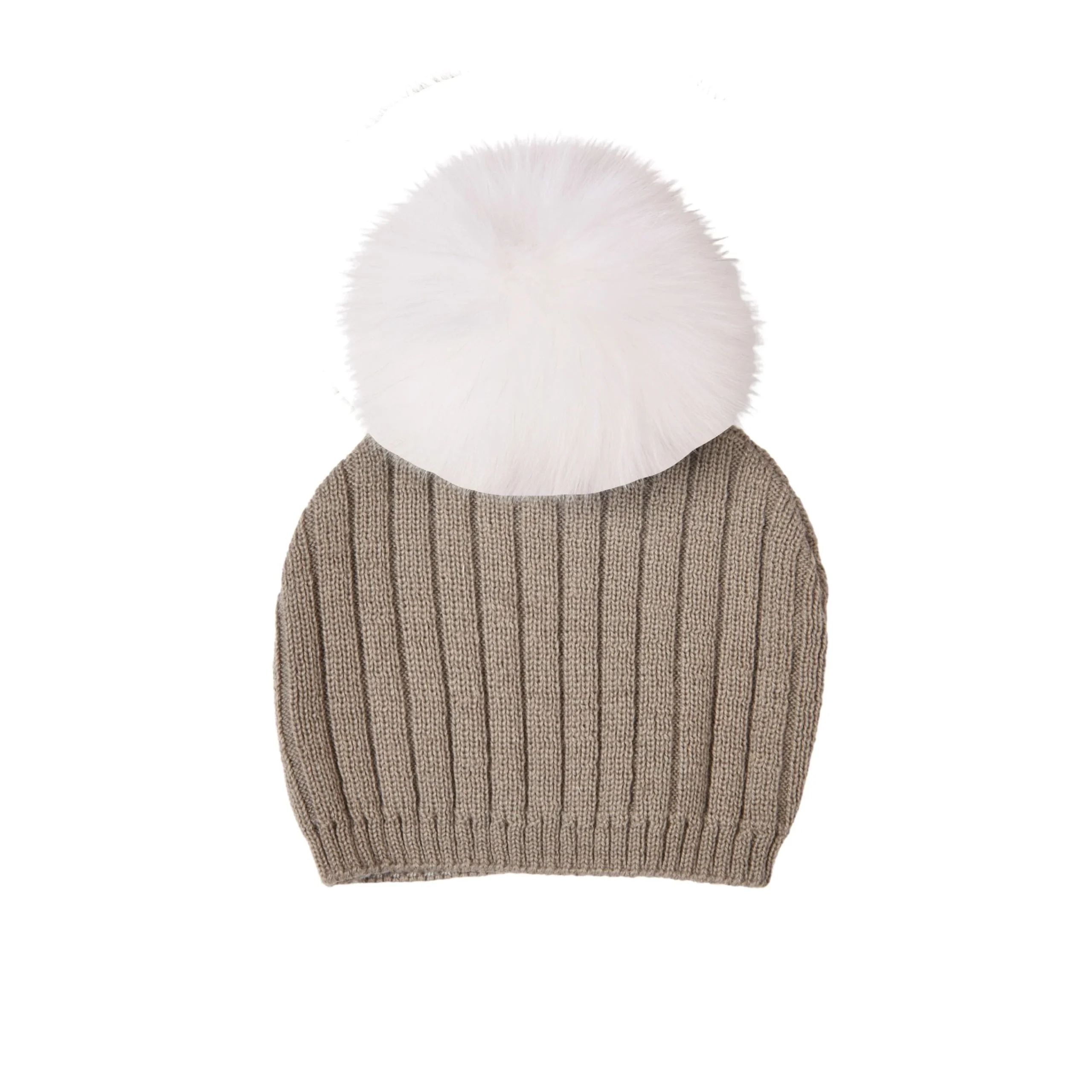 Boys Taupe Knitted Pom-Pom Hat | Made in France – Image 3