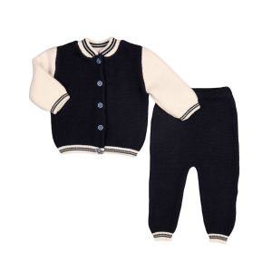 TED | Boys Navy Blue & Ivory Knitted Trouser Set