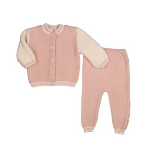 TED | Girls Pink & Ivory Knitted Trouser Set
