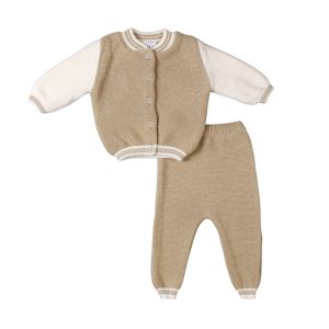 TED | Boys Beige & Ivory Knitted Trouser Set