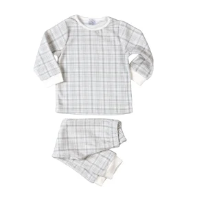 THOMAS | Boys Grey Plaid Velour 2-Piece Loungewear Set