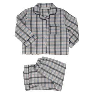 TIAGO | Boys Ivory Cotton Flannel Loungewear Set with Red & Blue Check