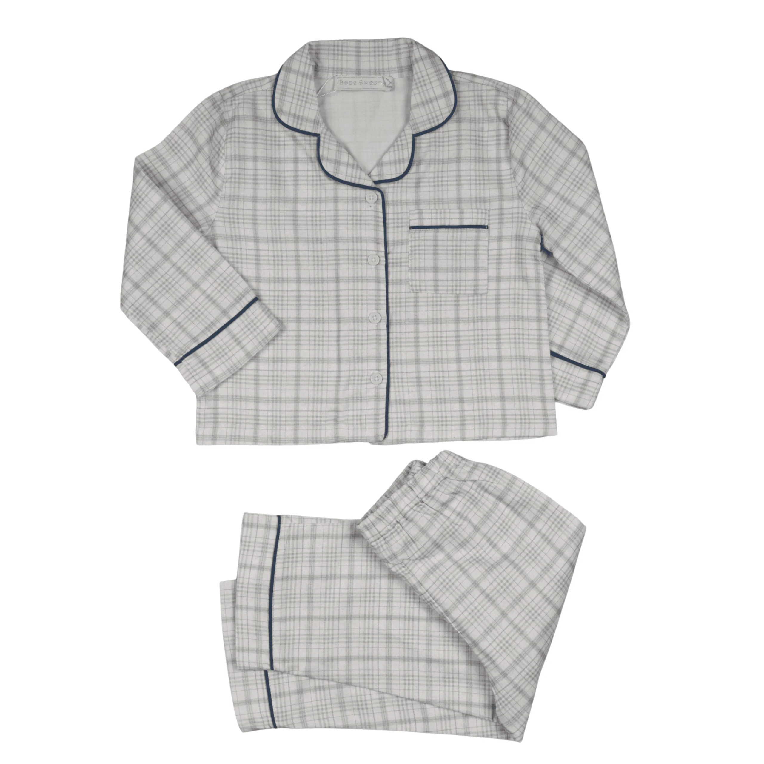 TIAGO | Boys Blue & Grey Check Cotton Flannel Two-Piece Set – Image 2