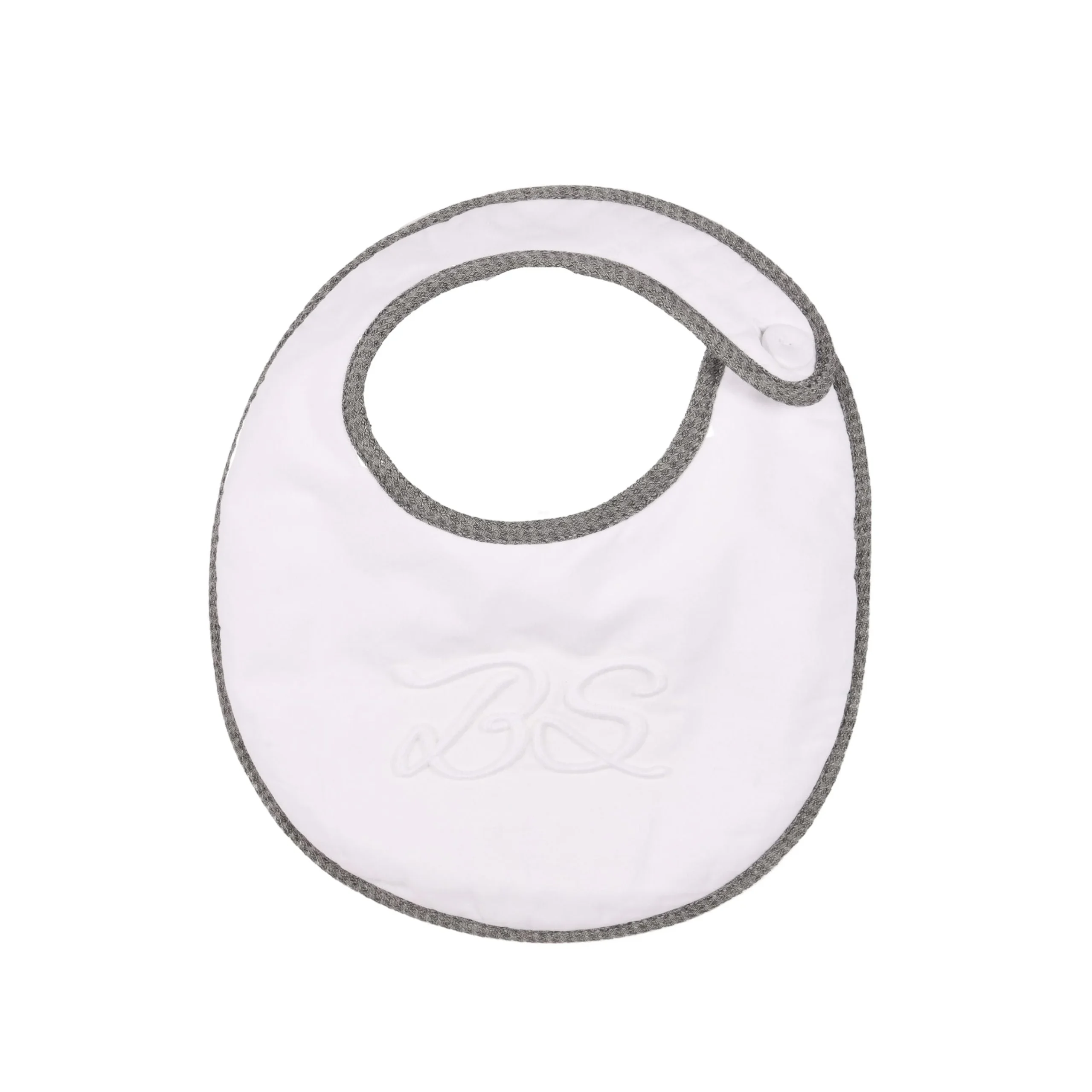 MON BEAU TROUSSEAU | Boys White & Grey Cotton Bib – Image 3